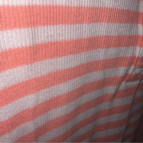 Aerie Real Soft No BS Henley Tank Top Coral and White Striped Size Large - Picture 5 of 8
